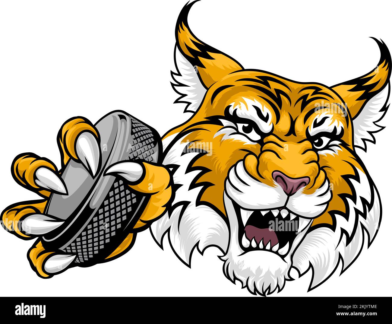Wildcat Bobcat Ice Hockey Team Cartoon Mascot Stock Vector