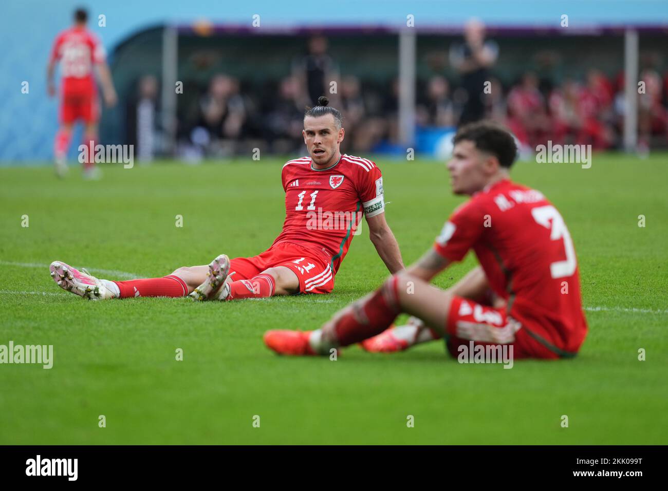 Wales' Gareth Bale looks dejected after Iran's Roozbeh Cheshmi scores their side's first goal of the game during the FIFA World Cup Group B match at the Ahmad Bin Ali Stadium, Al-Rayyan. Picture date: Friday November 25, 2022. Stock Photo