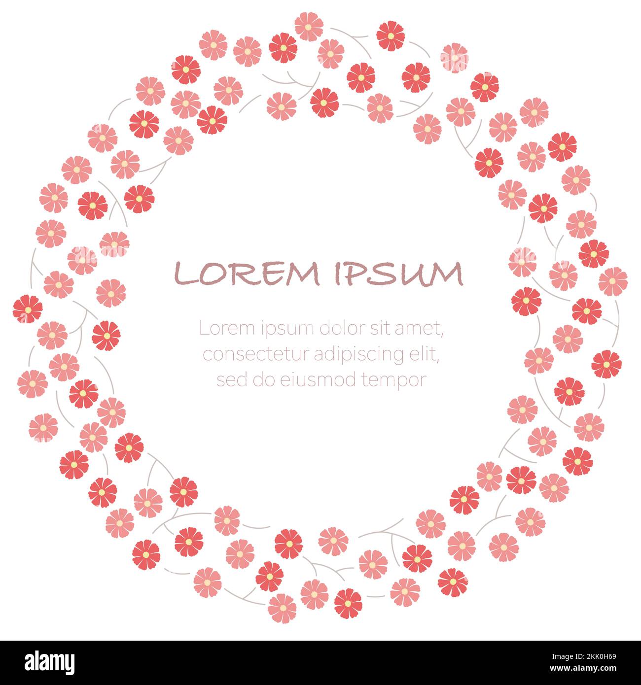 Vector Round Watercolor Botanical Frame Isolated On A White Background. Stock Vector