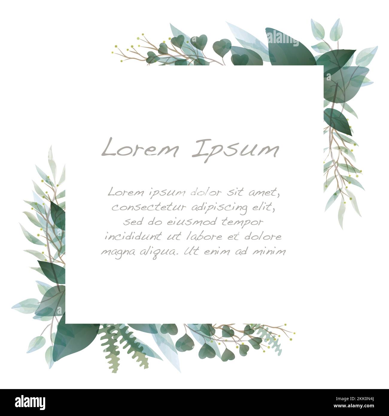 Vector Watercolor Floral Square Frame Isolated On A White Background ...