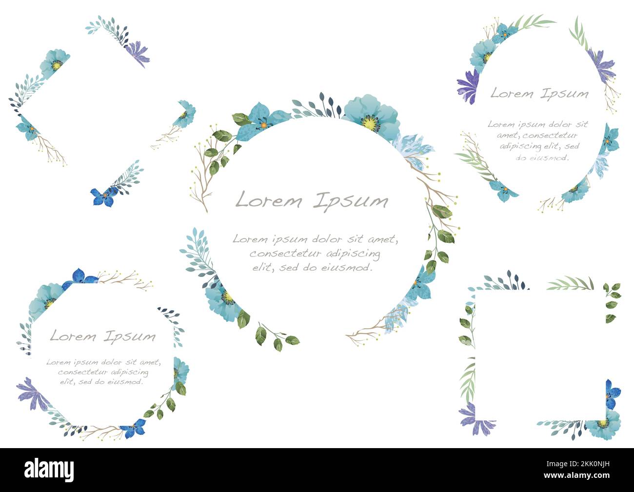 Vector Watercolor Floral Frame Set Isolated On A White Background Stock ...