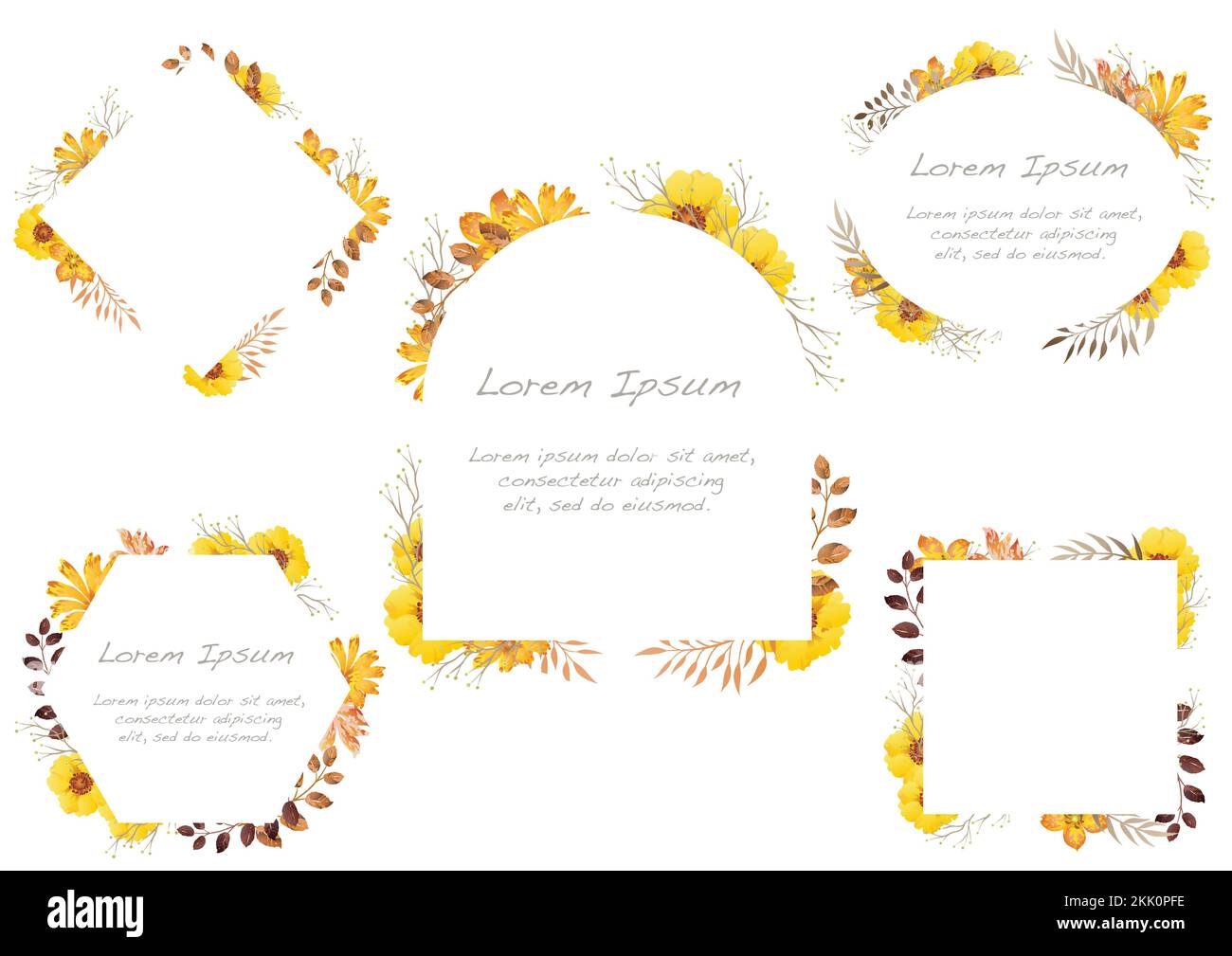Vector Watercolor Floral Frame Set Isolated On A White Background Stock ...