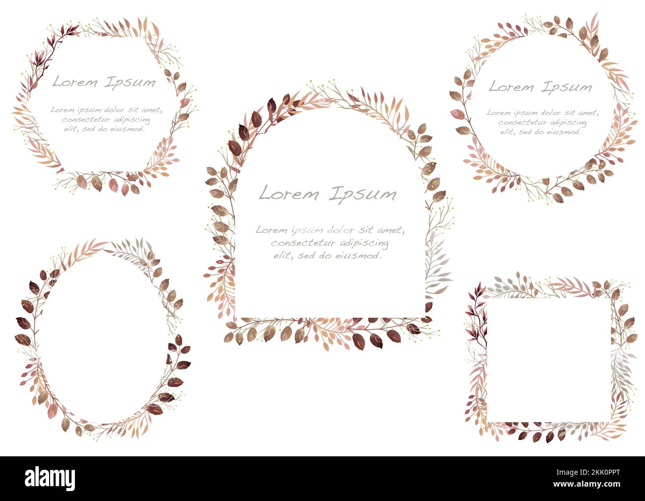 Vector Watercolor Floral Frame Set Isolated On A White Background Stock ...