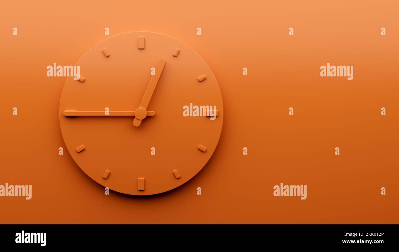 A minimal Orange clock isolated on an orange background Stock Photo - Alamy