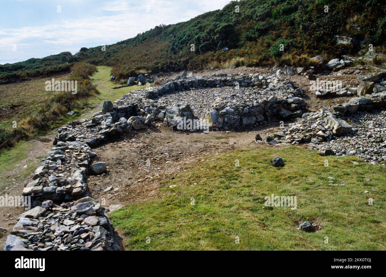 Ty Mawr East hut circles on the lower slopes of Holyhead Mountain