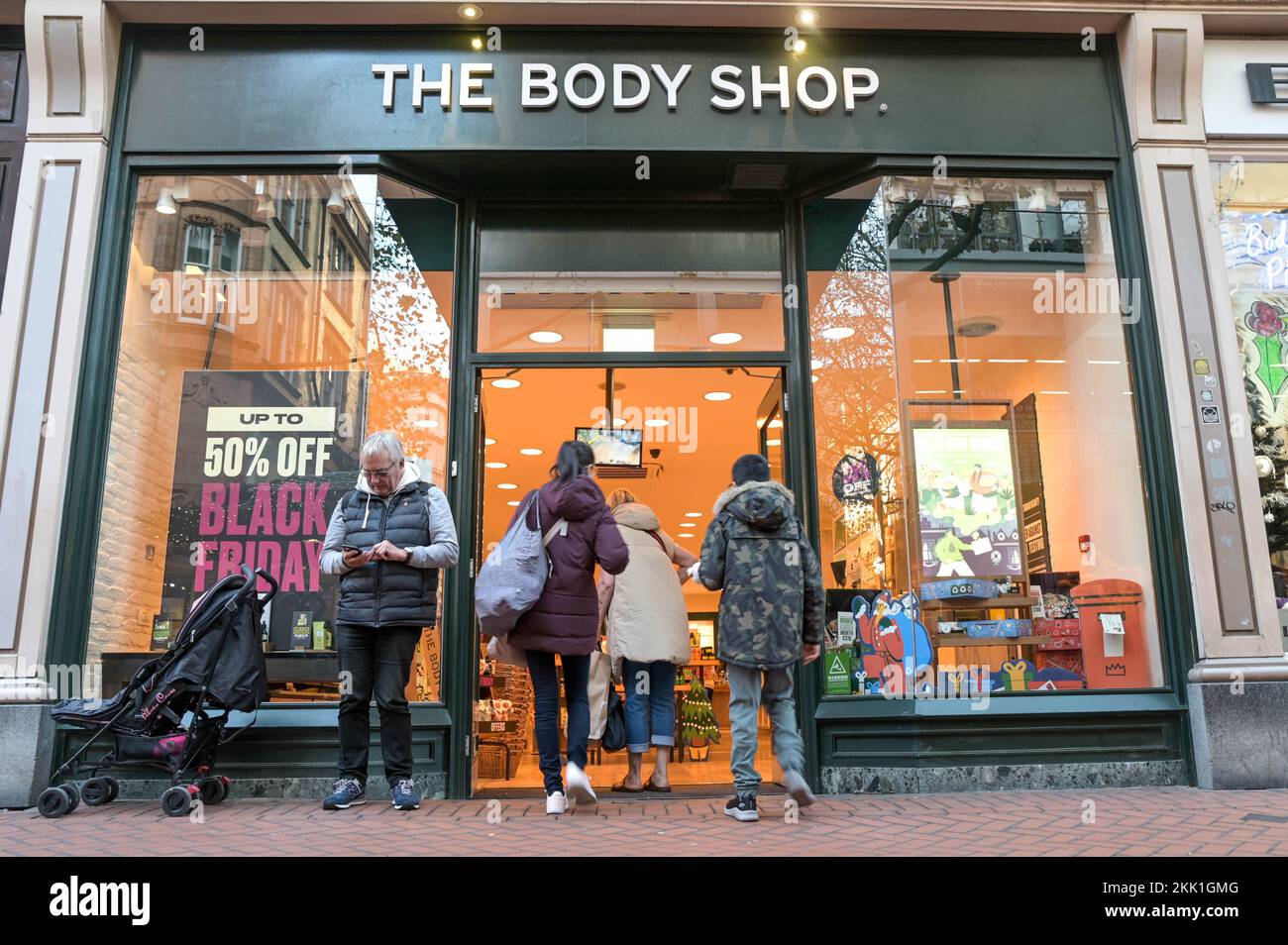 New Street, Birmingham November 25th 2022. A man waits outside The
