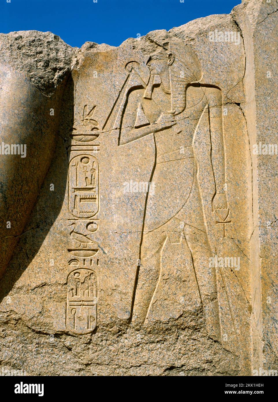 Karnak Temple Complex Egypt Relief and Hieroglyphics Stock Photo