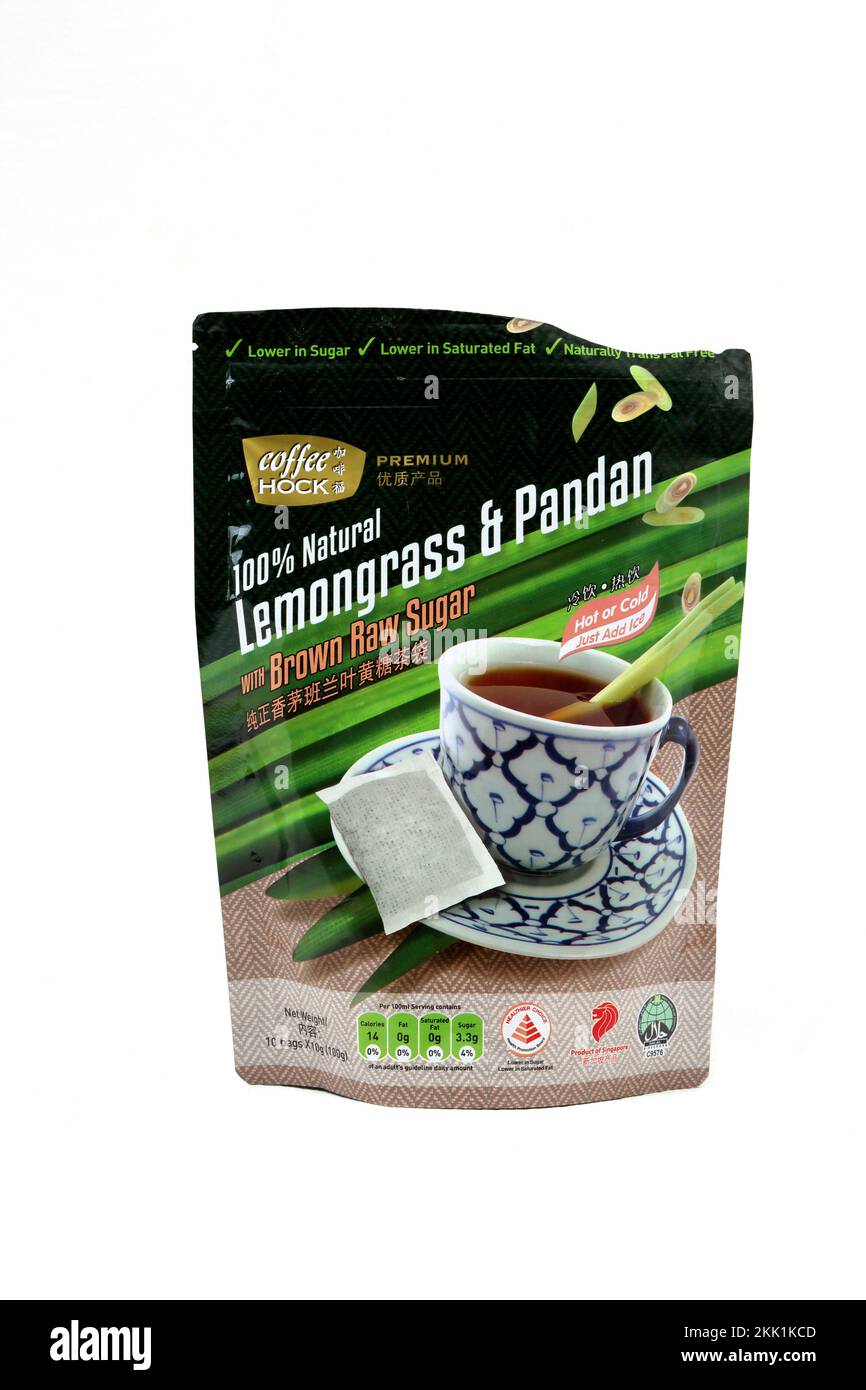 Lemongrass and Pandan Tea with Brown Raw Sugar Stock Photo