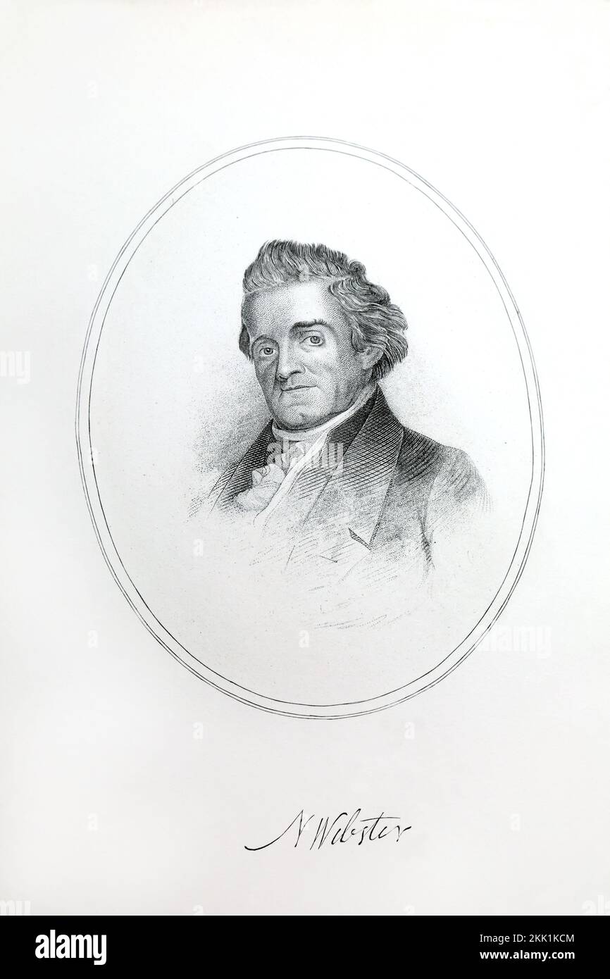 Illustration of Noah Webster American Lexicographer Known for the Webster's Dictionary Stock Photo