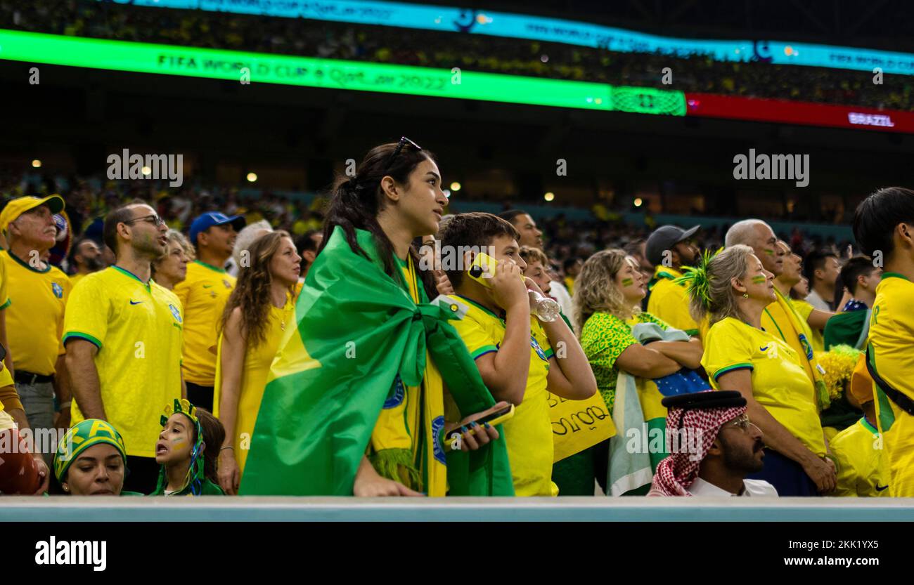 Doha, Qatar. 24th Nov, 2022.  Brazil Fans Brazil - Serbia  World Cup 2022 in Qatar 24.11.2022 Credit: Moritz Muller/Alamy Live News Stock Photo