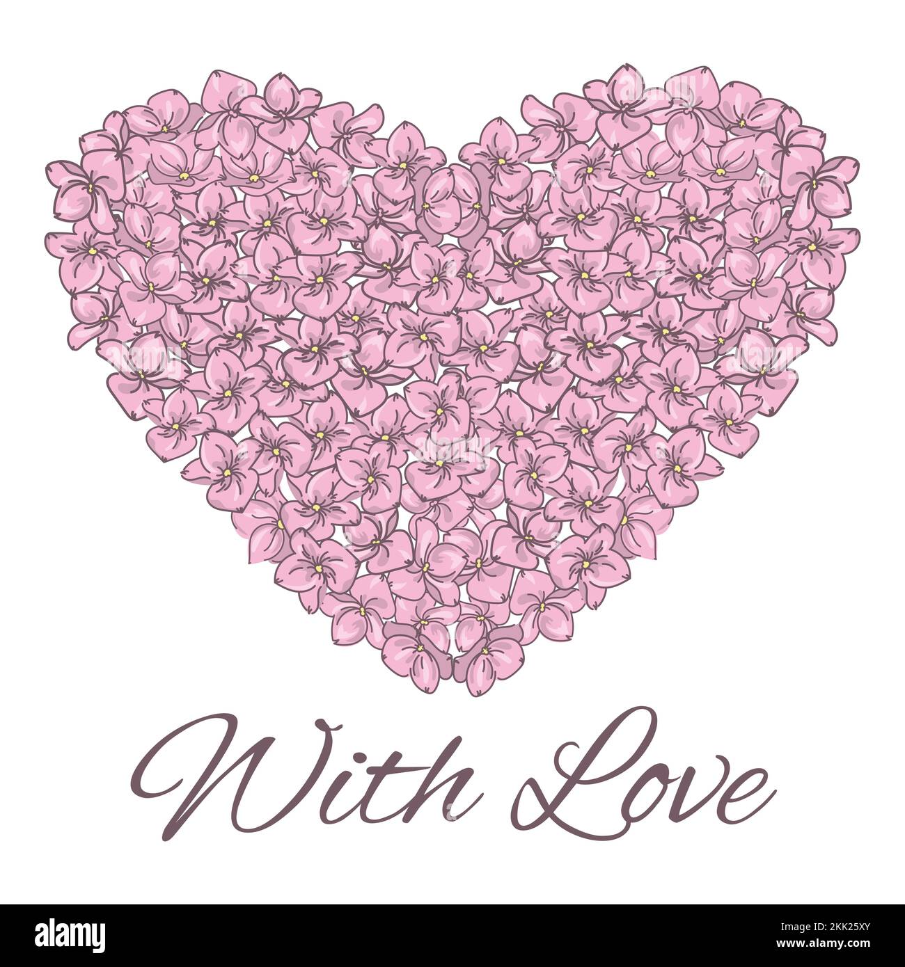 HEART Wedding Floral Flower Love Vector Illustration Set For Print ...
