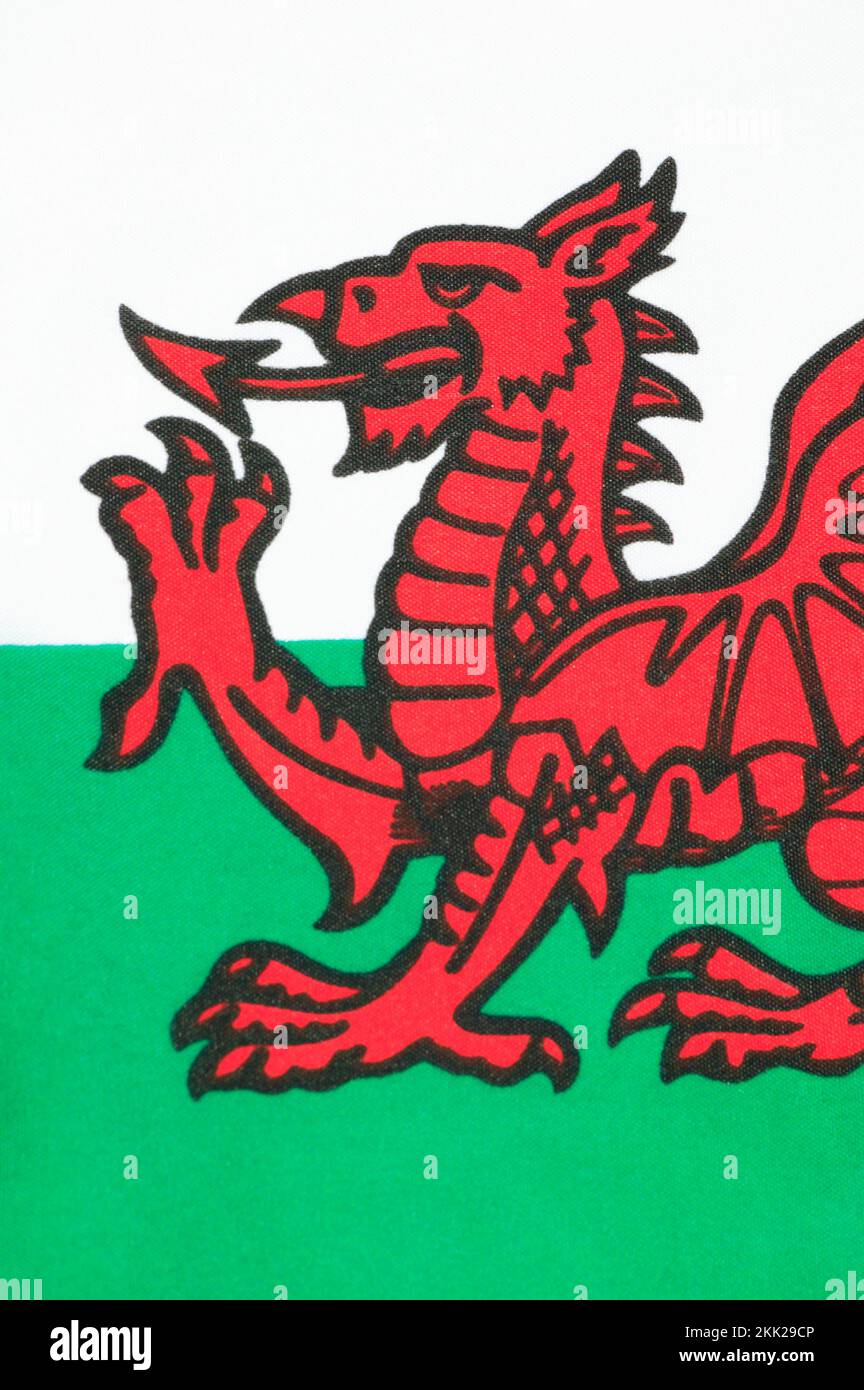 The national flag of Wales known as Y Ddraig Goch (The Red Baron) sadly not included in the Union Jack Stock Photo
