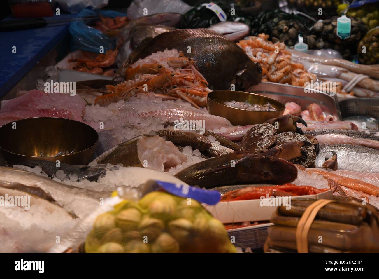 Copenhagen/Denmark/25 November 2022/ Seafood shops in Torvewhallerne