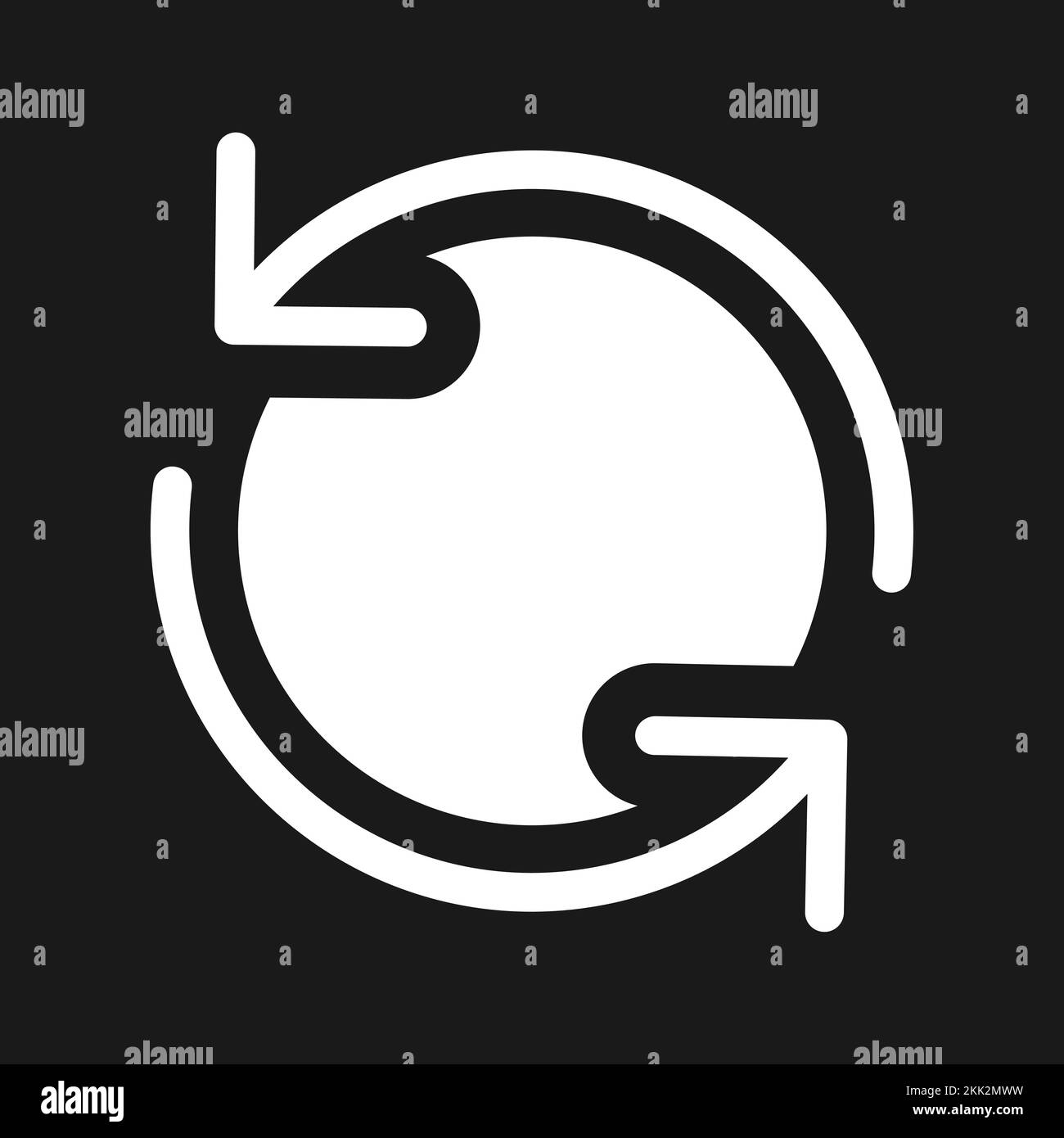 Reload dark mode glyph ui icon Stock Vector