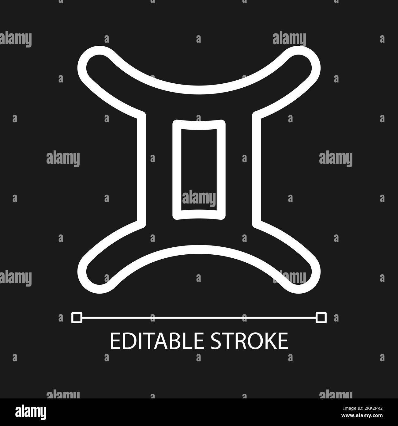 Gemini pixel perfect white linear icon for dark theme Stock Vector