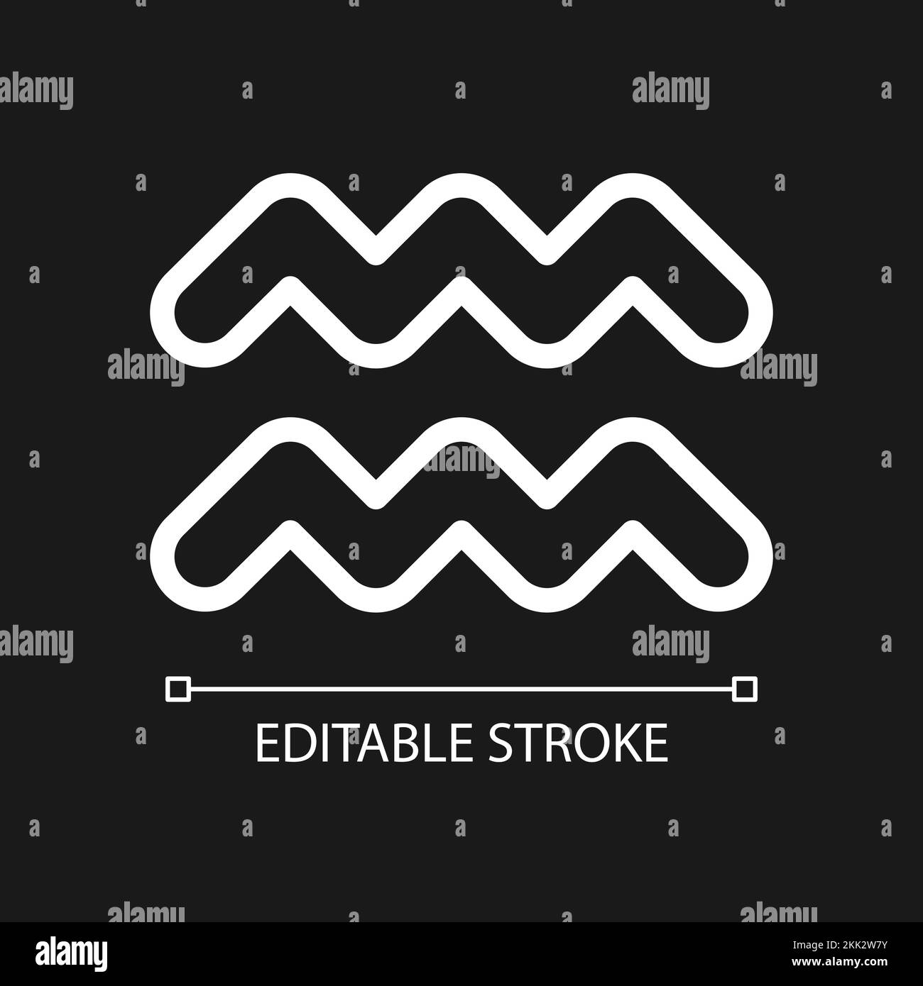 Aquarius pixel perfect white linear icon for dark theme Stock Vector