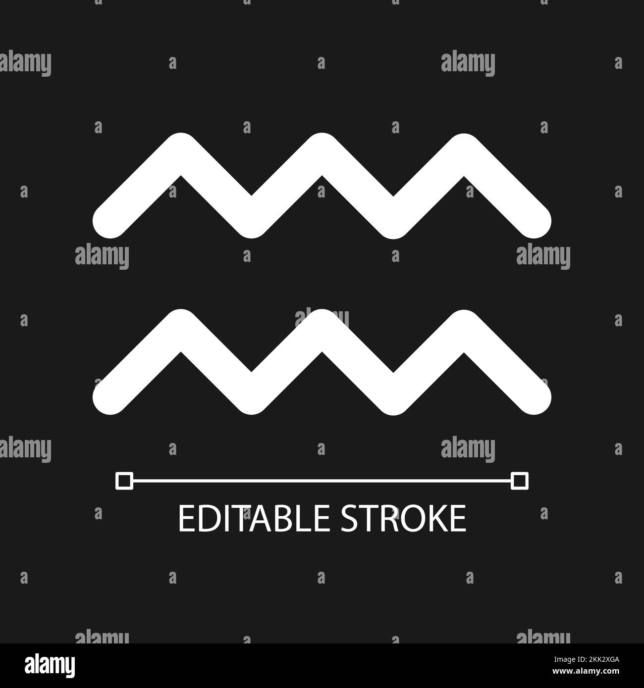 Aquarius pixel perfect minimalistic white linear icon for dark theme Stock Vector