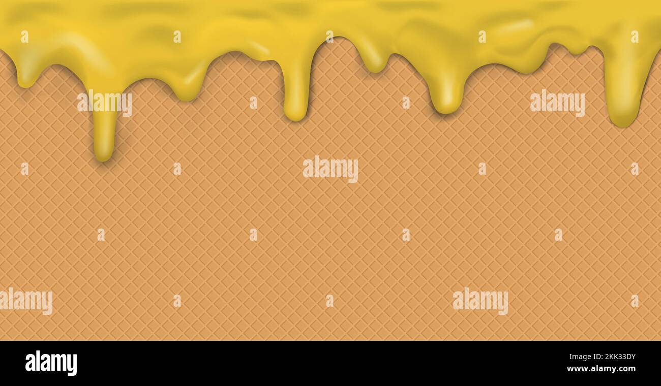 Sweet seamless panoramic ice cream pattern with dripping caramel icing ...