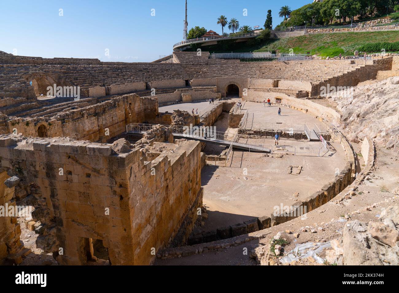 Roman amphitheatreTarragona by Mediterranean sea and spanish coast Costa Dorada Catalonia Spain Stock Photo
