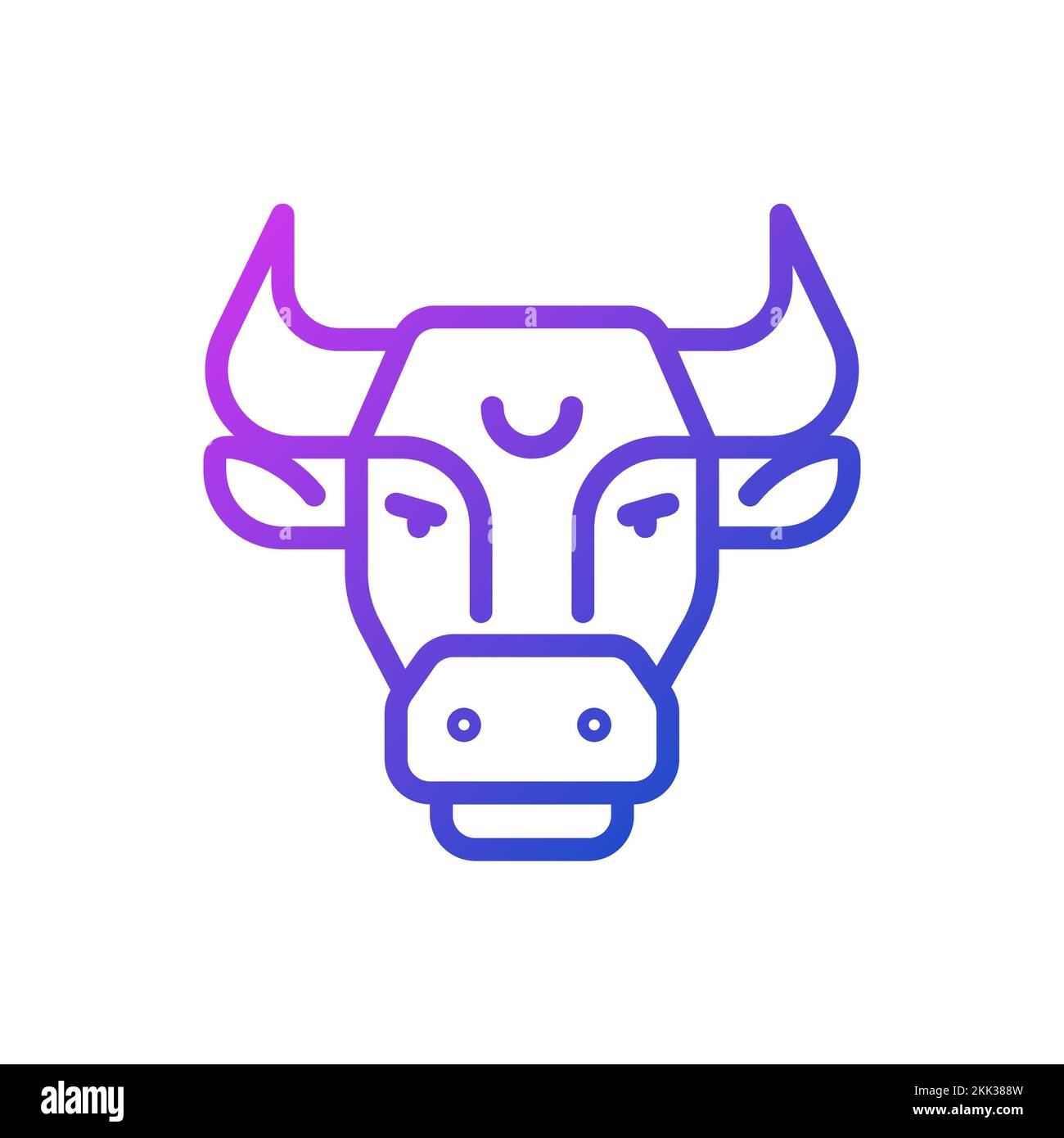 Bull head pixel perfect gradient linear vector icon Stock Vector