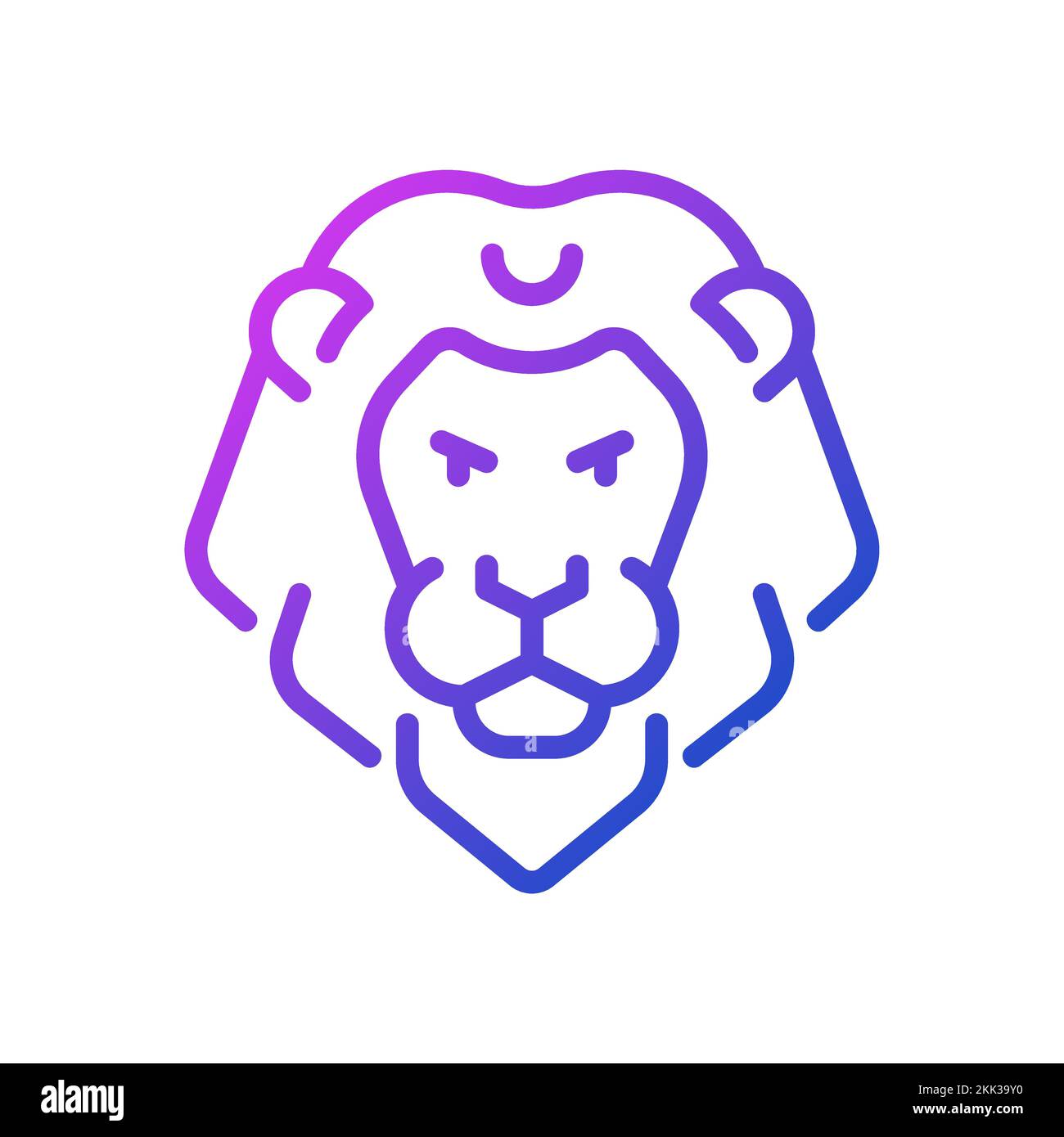 Lion head pixel perfect gradient linear vector icon Stock Vector