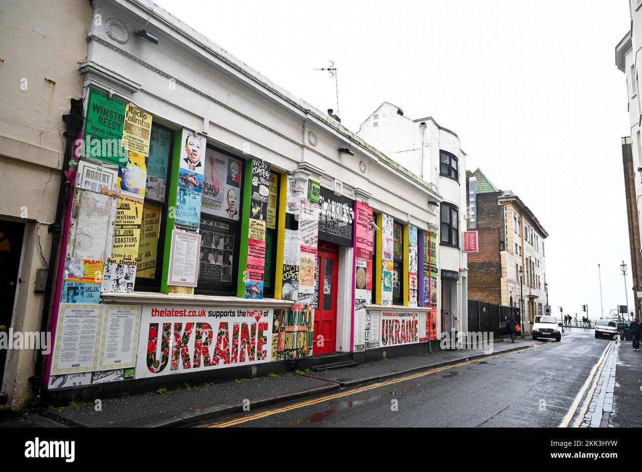 The Latest Bar in Manchester Street Brighton  showing support for Ukraine, Sussex , England UK  Photograph taken by Simon Dack Stock Photo