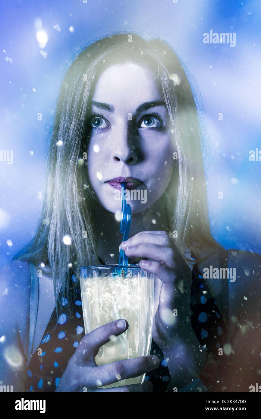 Lady drinking milkshake hires stock photography and images Alamy