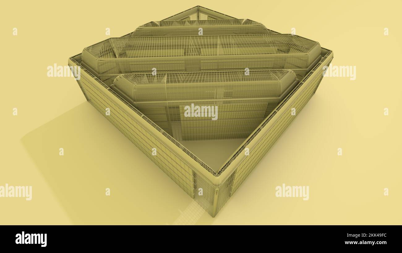 3D Illustration of an architectural structure. Architects, Modelers