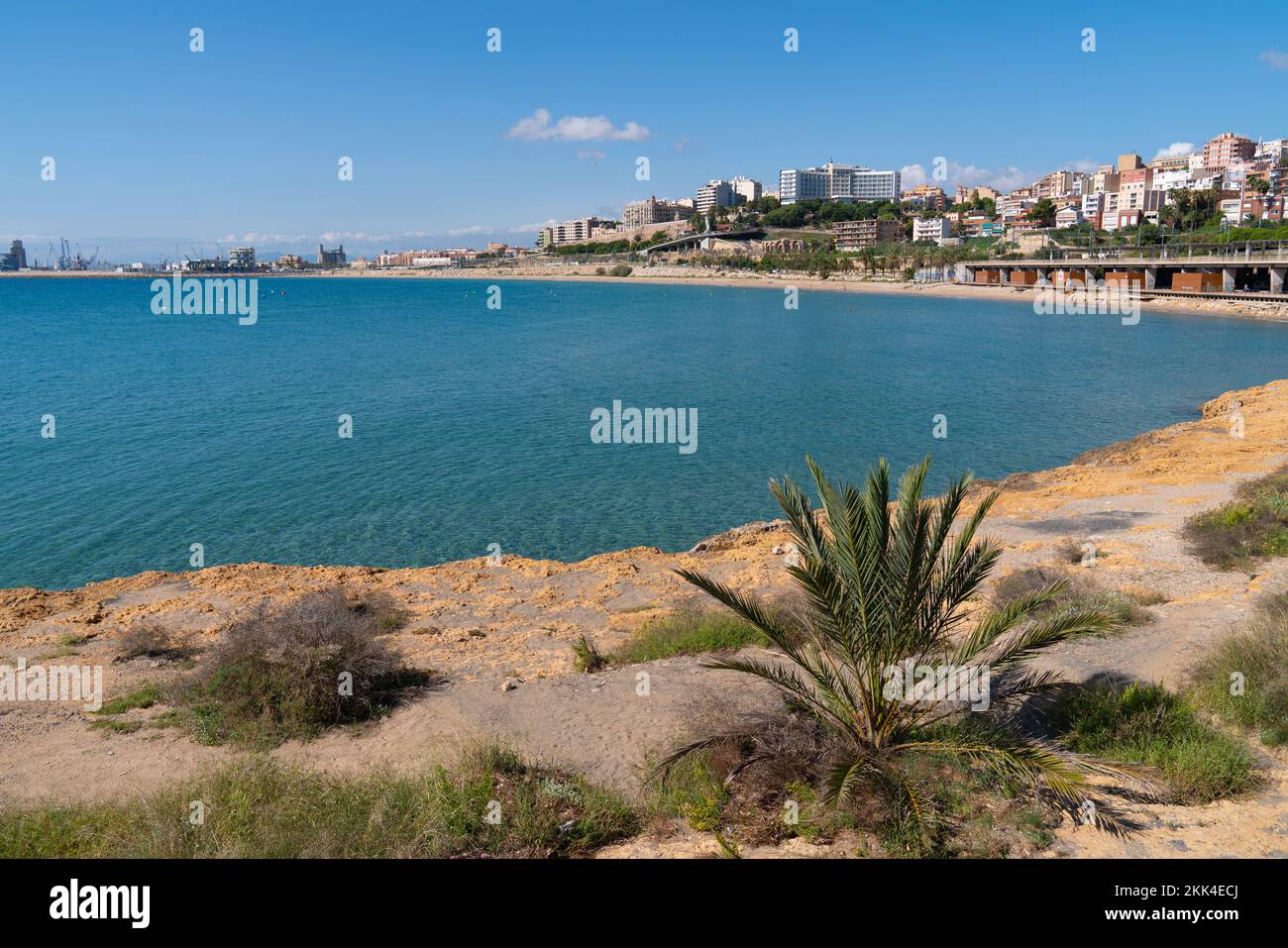 Tarragona Spain Platja del Miracle beach Costa Dorada with blue Mediterranean sea Stock Photo