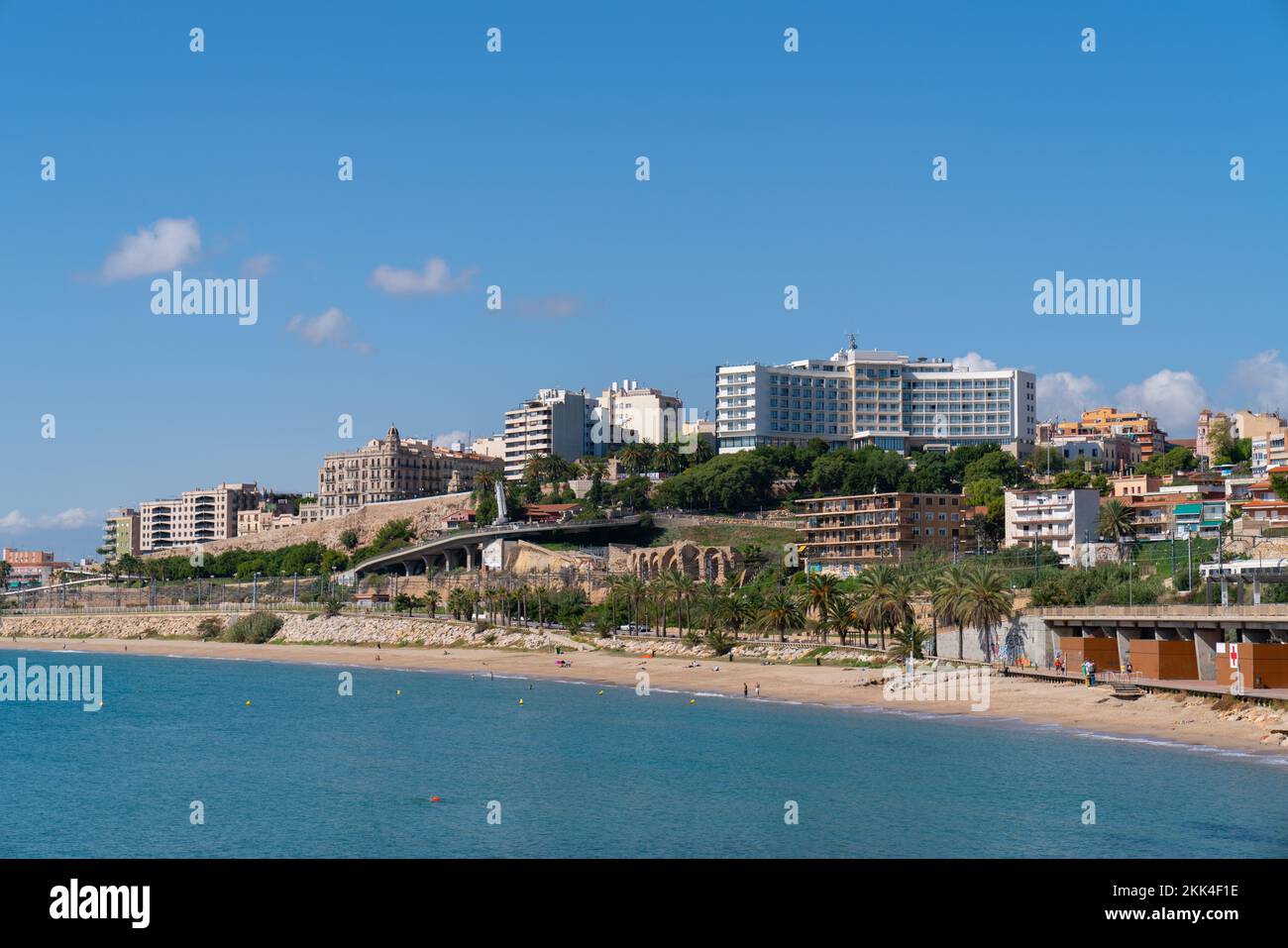 Tarragona Spain spanish city on the coast with blue Mediterranean sea Stock Photo