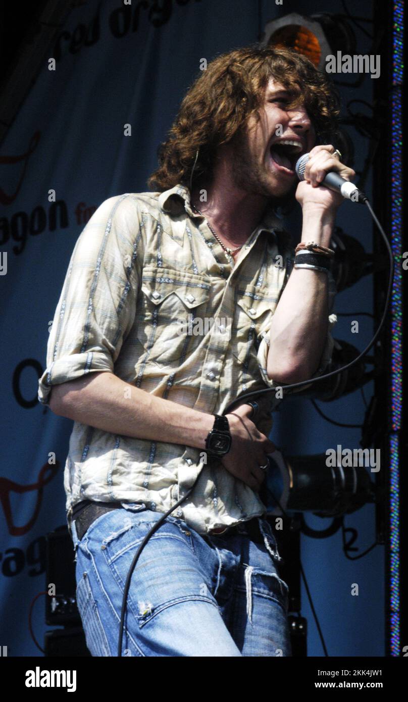 Singer Nick Atkinson from ROOSTER at Red Dragon Party In The Park in ...