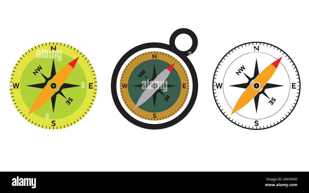 Compass logo design. pointer north, south, east, west, compass symbol. direction sign. vector