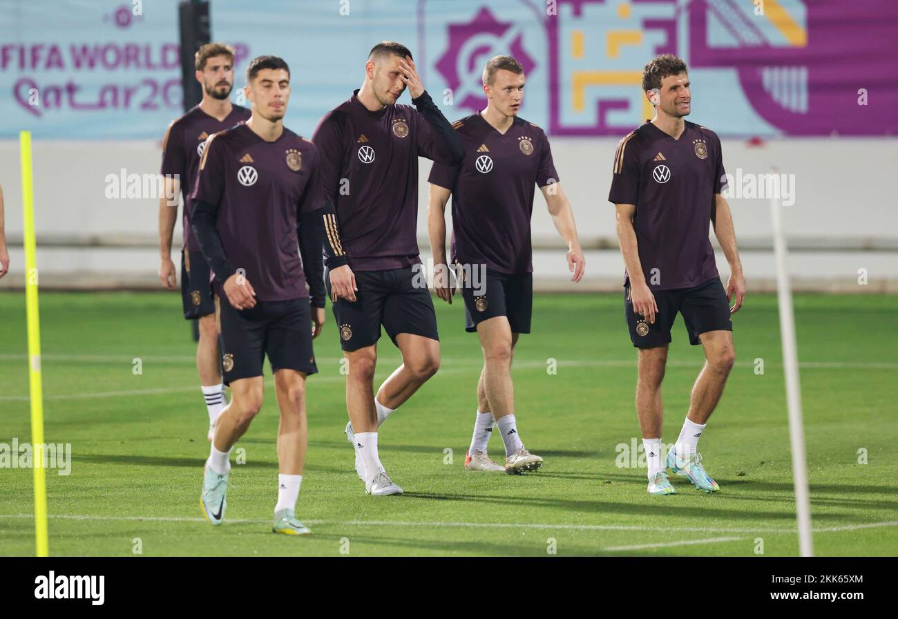 firo : 11/25/2022 Football Soccer FIFA WORLD CUP 2022 QATAR World Cup 2022 Qatar World Cup 2022 Qatar GER Germany Training GER Thomas Muller, Mueller, GER Niklas Sule, GER Kai Havertz , Stock Photo