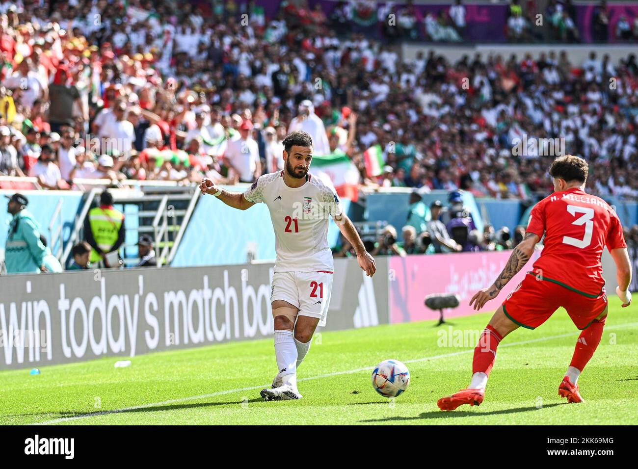 Al Rayyan, Qatar. 25th Nov, 2022. AL-RAYYAN, AR - 25.11.2022: WALES V IRAN  - XXX during a match between Wales and Iran, valid for the group stage of  the World Cup, held