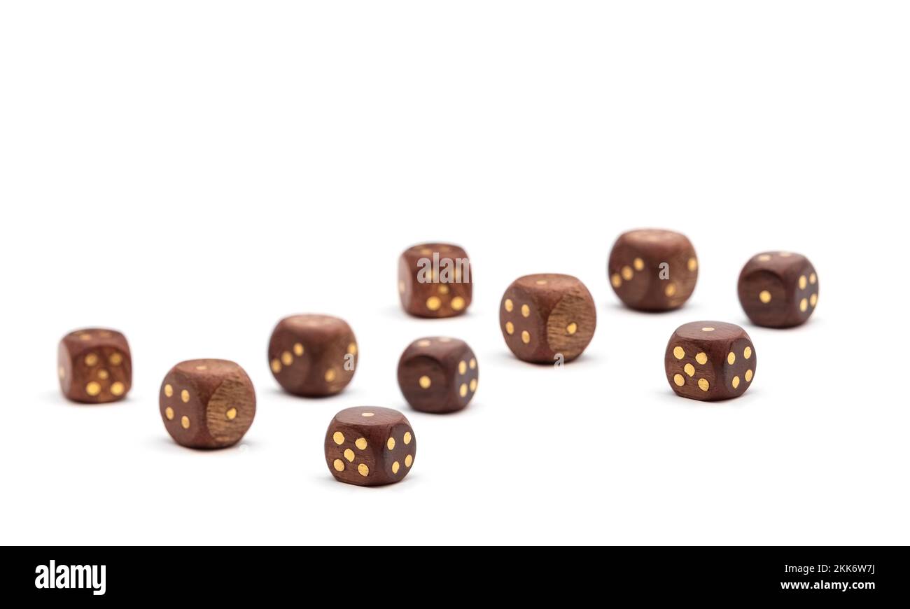 Wooden dice on white background Stock Photo - Alamy