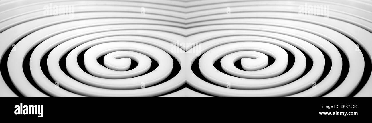 two Simple white spiral on black background Stock Photo - Alamy