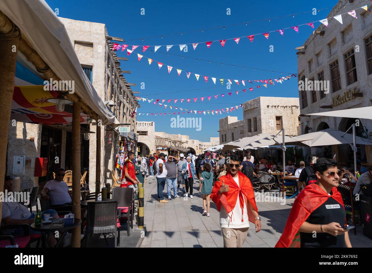 International football fan in Souq Waqif Doha during FIFA World Cup