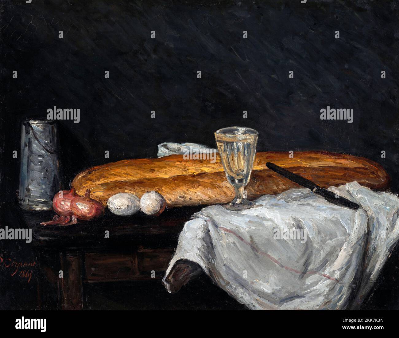 Still Life with Bread and Eggs by Paul Cezanne (1839-1906), oil on canvas, 1865 Stock Photo
