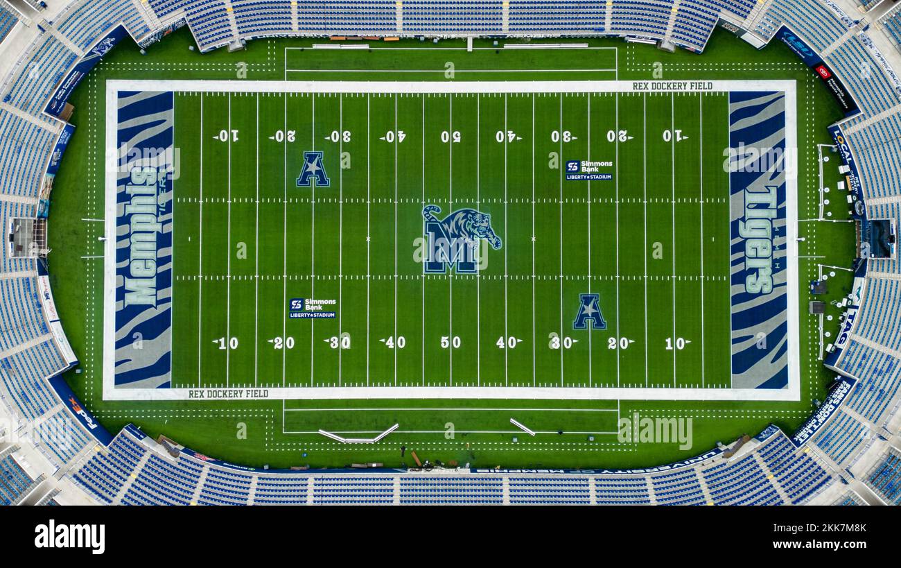 Simmons Bank Liberty Stadium of Memphis - home of the Tigers Football Team - aerial view - MEMPHIS, UNITED STATES - NOVEMBER 7, 2022 Stock Photo