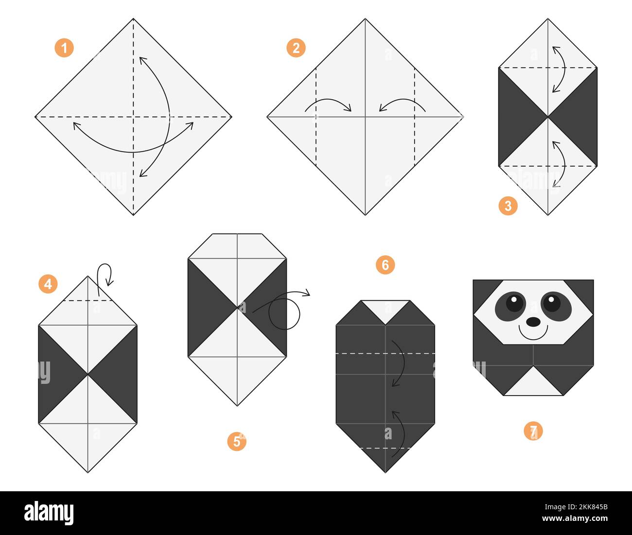 Origami tutorial for kids. Origami cute Panda Stock Vector Image & Art ...