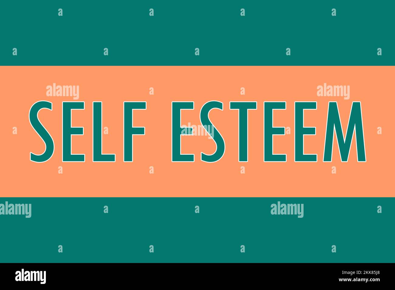 Self esteem, logo. Colorful typography banner with word. Text caption, art lettering, creative colorful font. Rubric concept. Minimalistic design Stock Photo