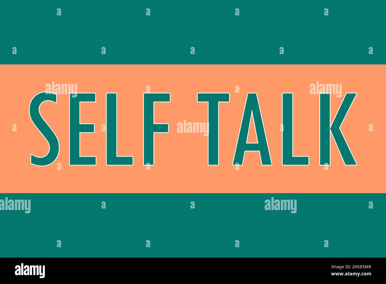 Self talk, logo. Colorful typography banner with word. Text caption, art lettering, creative colorful font. Rubric concept. Minimalistic design Stock Photo