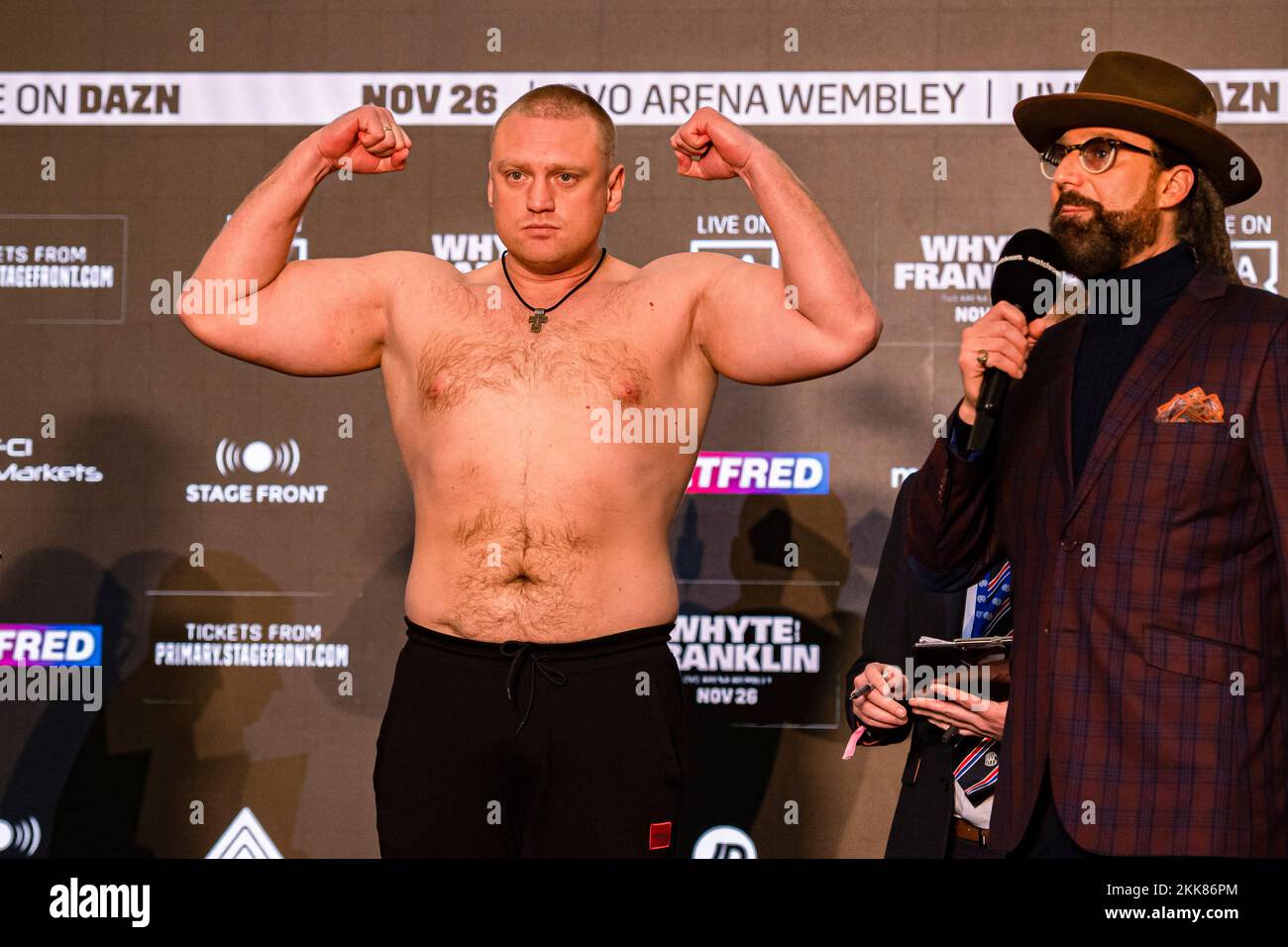 LONDON, UNITED KINGDOM. 25th Nov, 2022. Favlo Krolenko during Whyte vs Franklin and Undercards Public Weigh-In at The Drum Wembley on Friday, November 25, 2022 in LONDON (Editorial use only, license required for commercial use. No use in betting, games or a single club/league/player publications.) Credit: Taka G Wu/Alamy Live News Stock Photo
