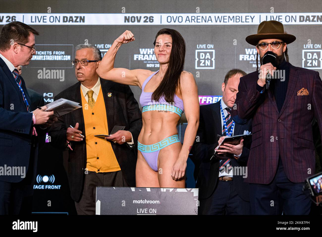 LONDON, UNITED KINGDOM. 25th Nov, 2022. Sandy Ryan during Whyte vs Franklin and Undercards Public Weigh-In at The Drum Wembley on Friday, November 25, 2022 in LONDON (Editorial use only, license required for commercial use. No use in betting, games or a single club/league/player publications.) Credit: Taka G Wu/Alamy Live News Stock Photo