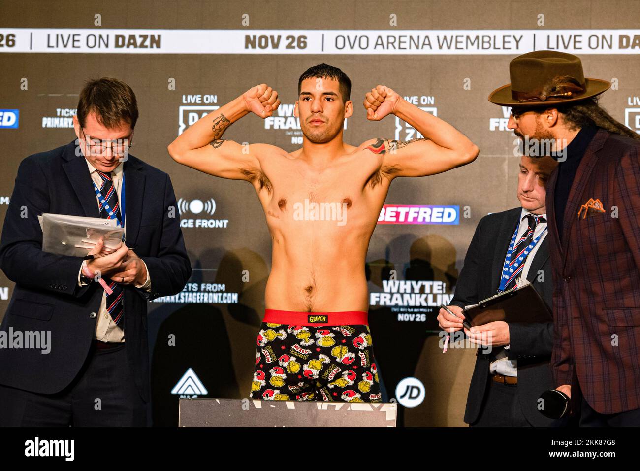 LONDON, UNITED KINGDOM. 25th Nov, 2022. Christian Nicolas Andino  during Whyte vs Franklin and Undercards Public Weigh-In at The Drum Wembley on Friday, November 25, 2022 in LONDON (Editorial use only, license required for commercial use. No use in betting, games or a single club/league/player publications.) Credit: Taka G Wu/Alamy Live News Stock Photo