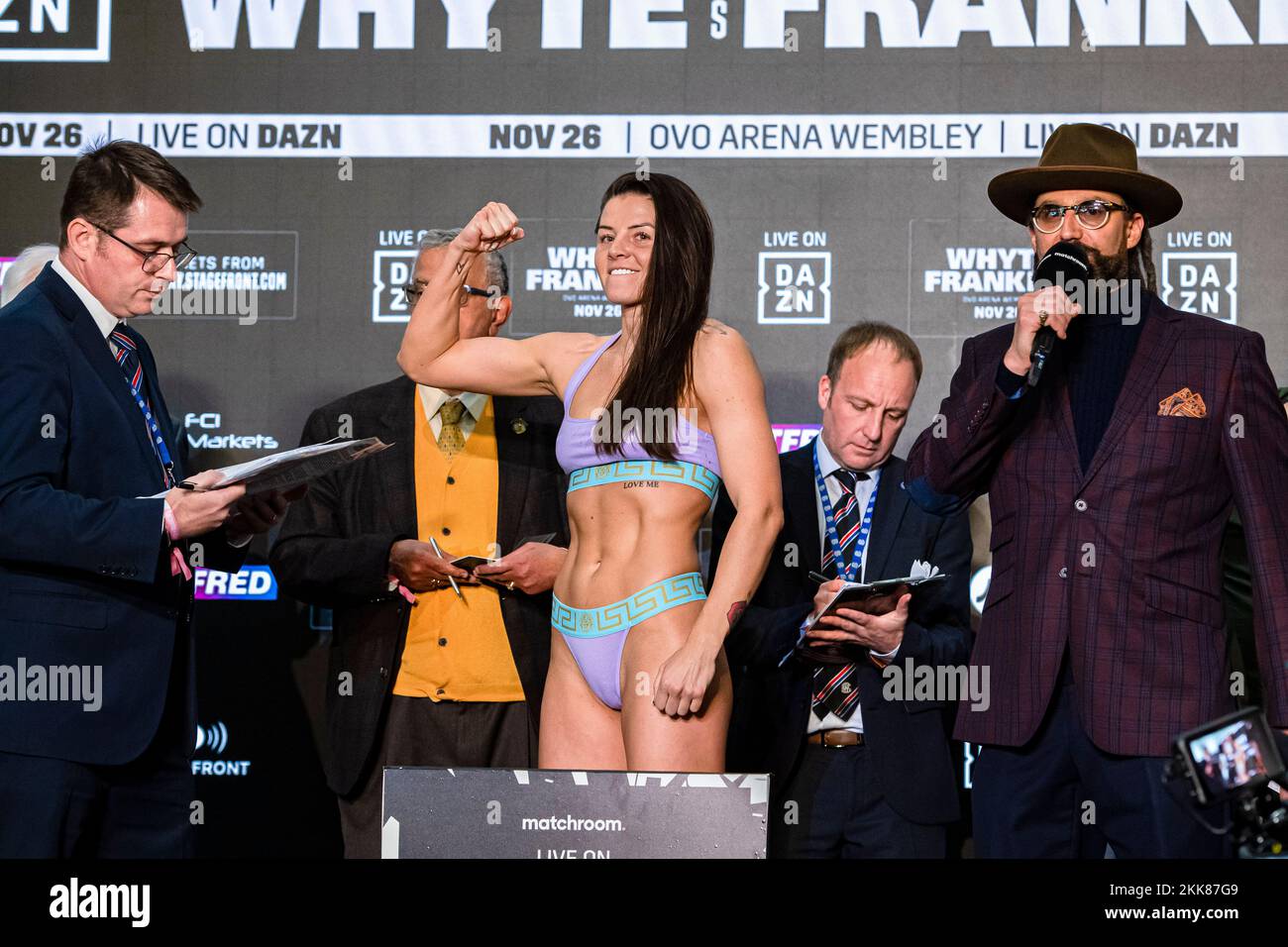 LONDON, UNITED KINGDOM. 25th Nov, 2022. Sandy Ryan during Whyte vs Franklin and Undercards Public Weigh-In at The Drum Wembley on Friday, November 25, 2022 in LONDON (Editorial use only, license required for commercial use. No use in betting, games or a single club/league/player publications.) Credit: Taka G Wu/Alamy Live News Stock Photo