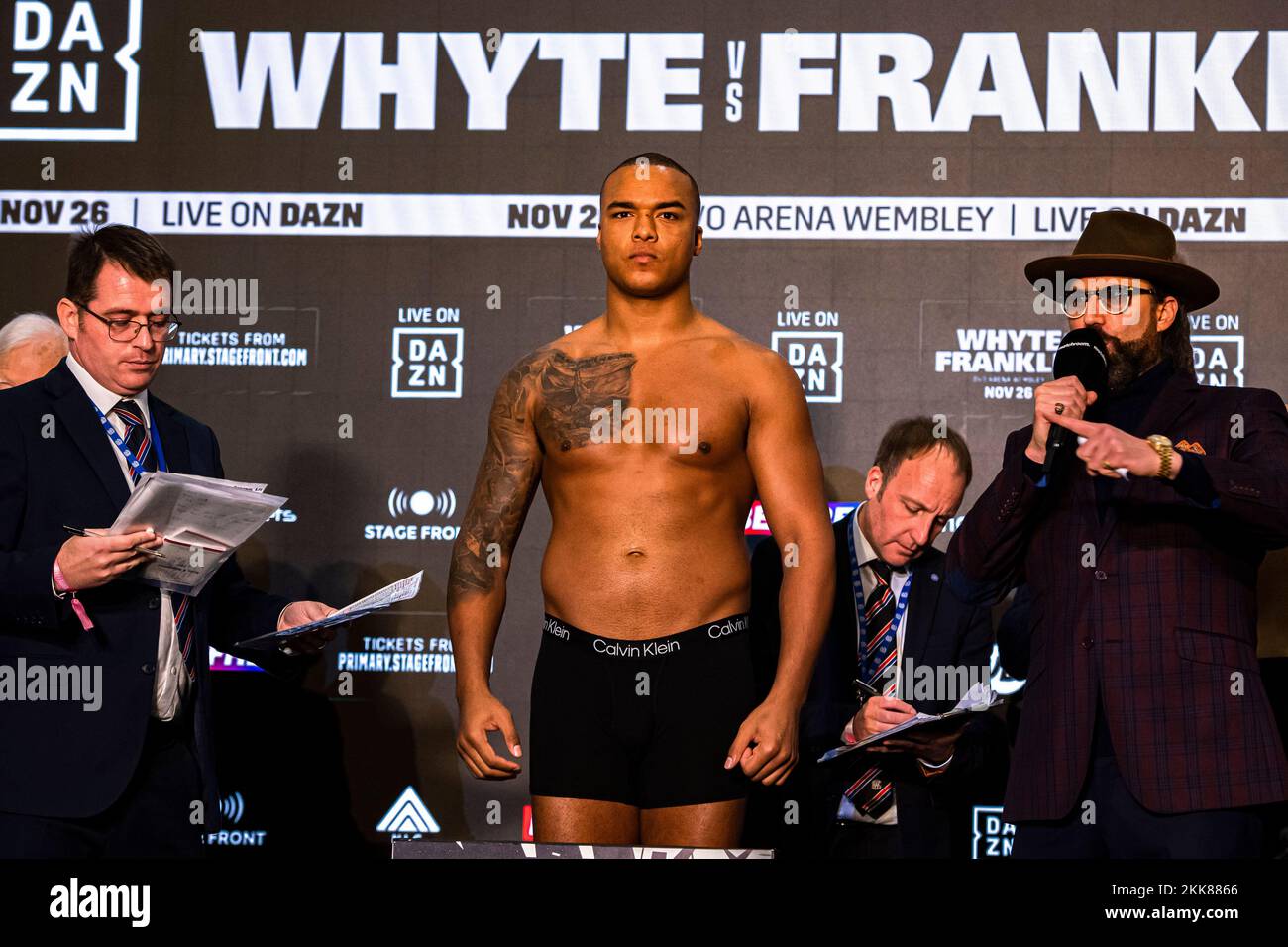 LONDON, UNITED KINGDOM. 25th Nov, 2022. Fabio Wardley during Whyte vs Franklin and Undercards Public Weigh-In at The Drum Wembley on Friday, November 25, 2022 in LONDON (Editorial use only, license required for commercial use. No use in betting, games or a single club/league/player publications.) Credit: Taka G Wu/Alamy Live News Stock Photo