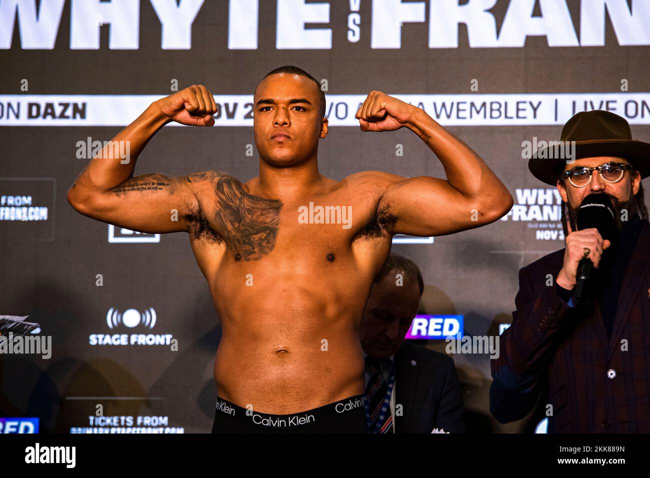 LONDON, UNITED KINGDOM. 25th Nov, 2022. Fabio Wardley during Whyte vs Franklin and Undercards Public Weigh-In at The Drum Wembley on Friday, November 25, 2022 in LONDON (Editorial use only, license required for commercial use. No use in betting, games or a single club/league/player publications.) Credit: Taka G Wu/Alamy Live News Stock Photo