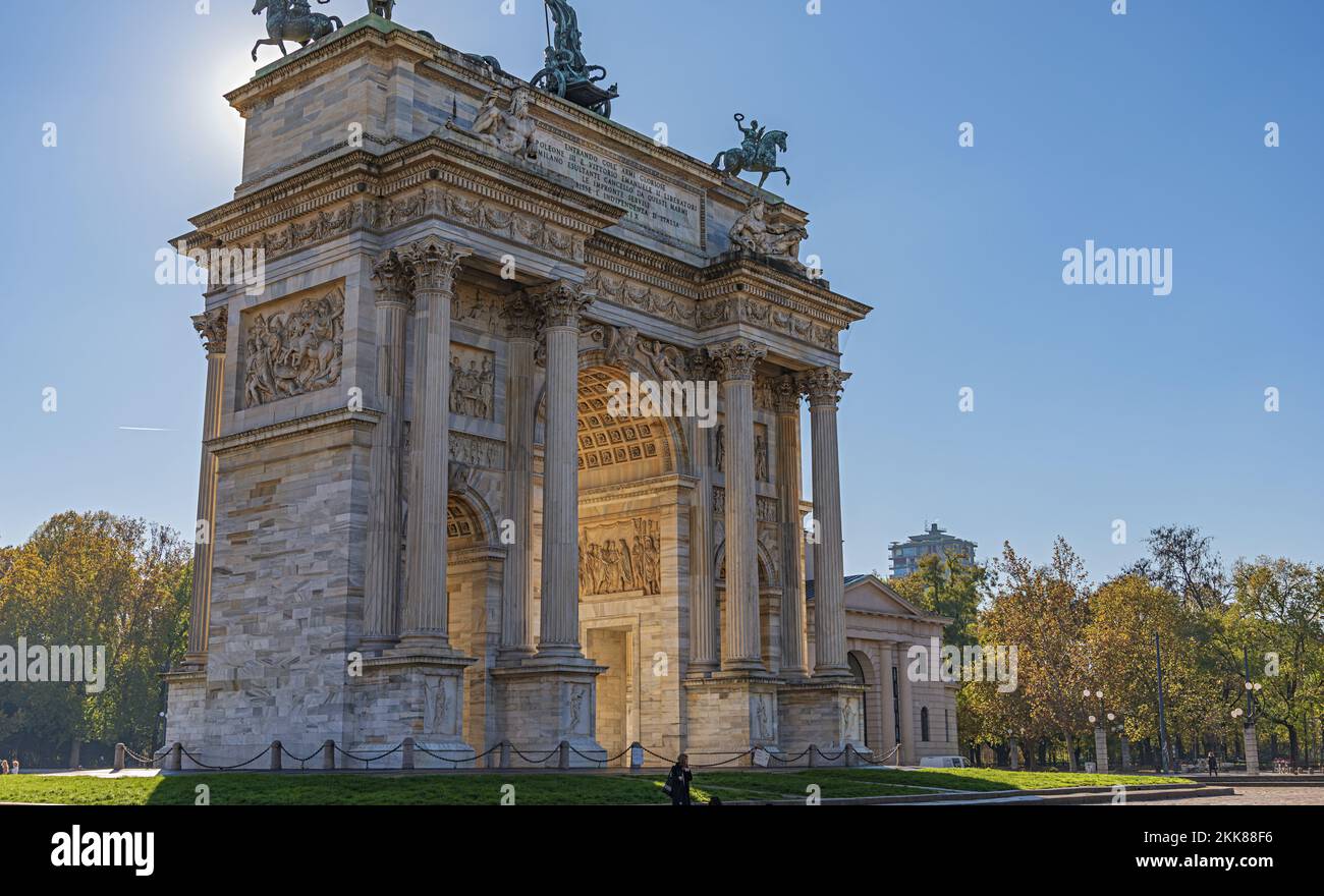 milano arco della pace controluce 2 Stock Photo