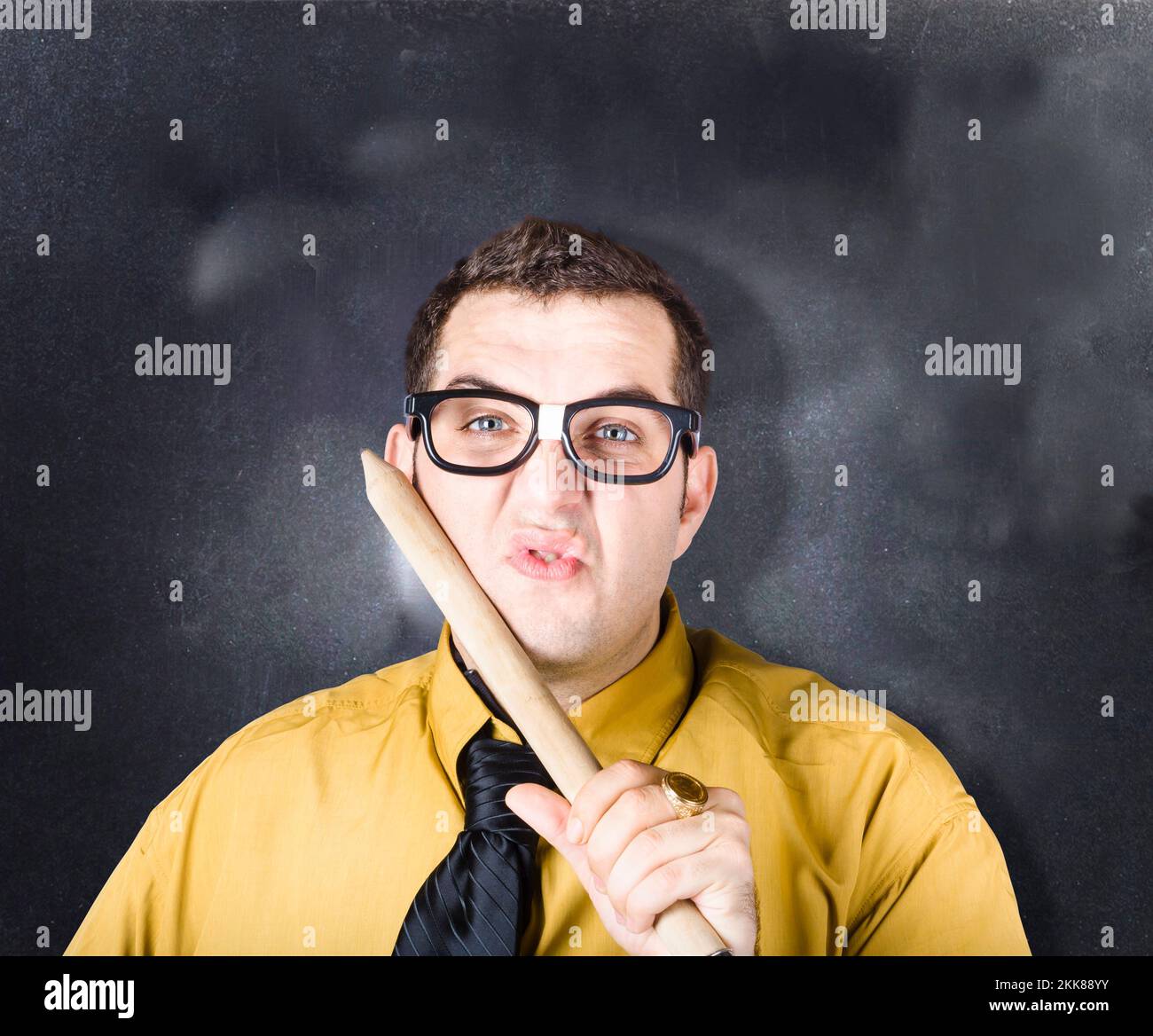 Nerdy Office Worker With Giant Pencil Stock Photo - Download Image Now -  Pencil, Humor, IT Support - iStock